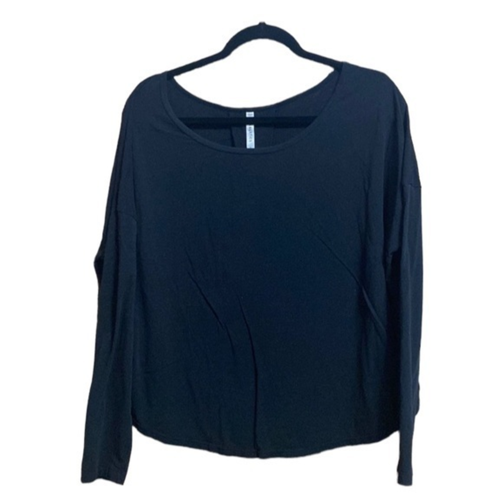 Fabletics Black Long Sleeve Tee Shirt‎ Boat Neck XL